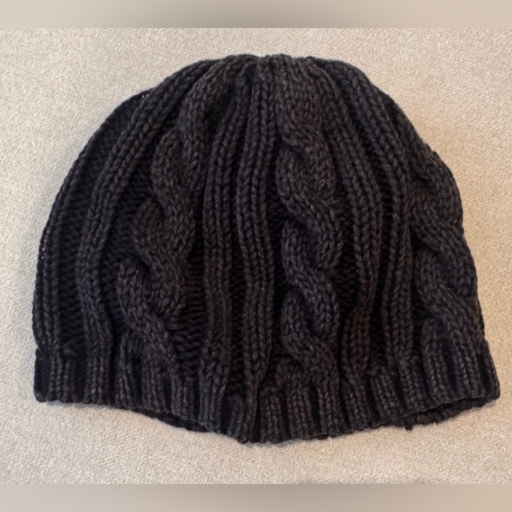 Free People Black Cable Knit Beret